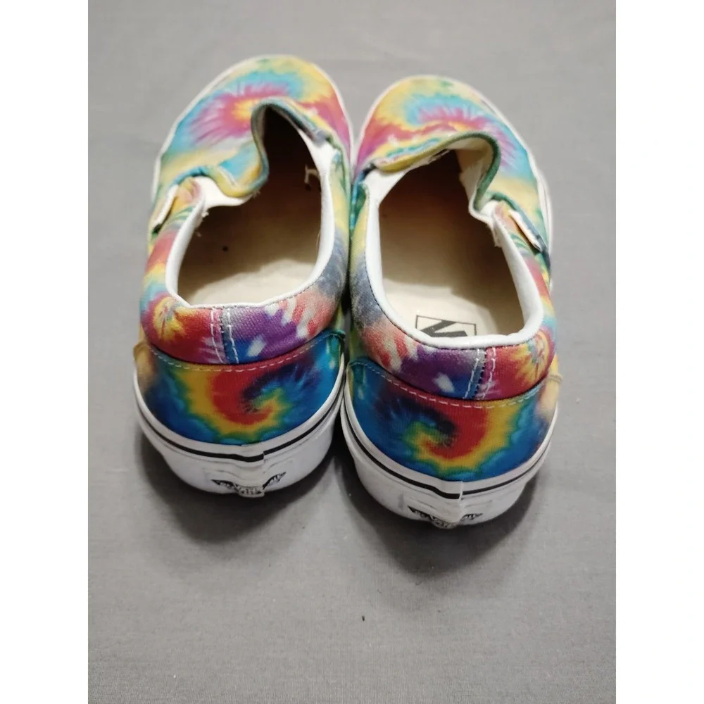 Vans Unisex RAINBOW Tie Dye Gender Inclusive M 7/WM 8.5 Checkerboard‎ Slip On's